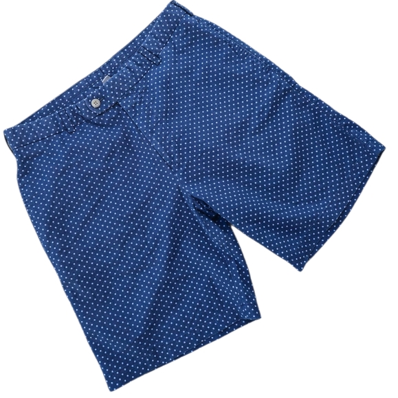 Peter Millar Shorts Mens 34 Blue White Dots Chino Linen Blend Golf Preppy - Picture 1 of 4
